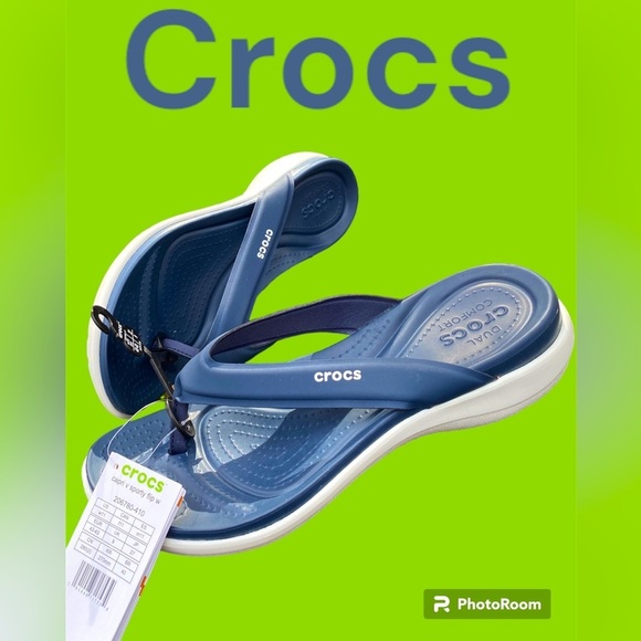 CROCS Shoes - CROCS-NWT women’s 11. Navy Blue Capri V Sporty Flip. Non slip soles. Comfy! NWT!